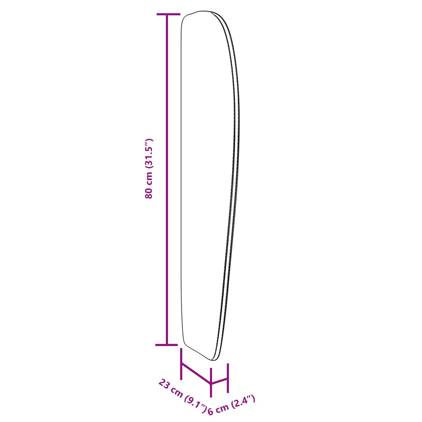 Kopfteil Ohr Dunkelgrau 80 x 23 x 6 cm PVC