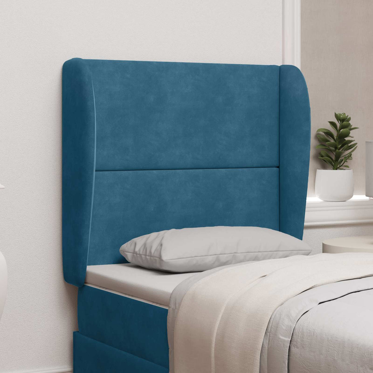 Kopfteil Ohr Blau 80 x 23 x 6 cm Samt