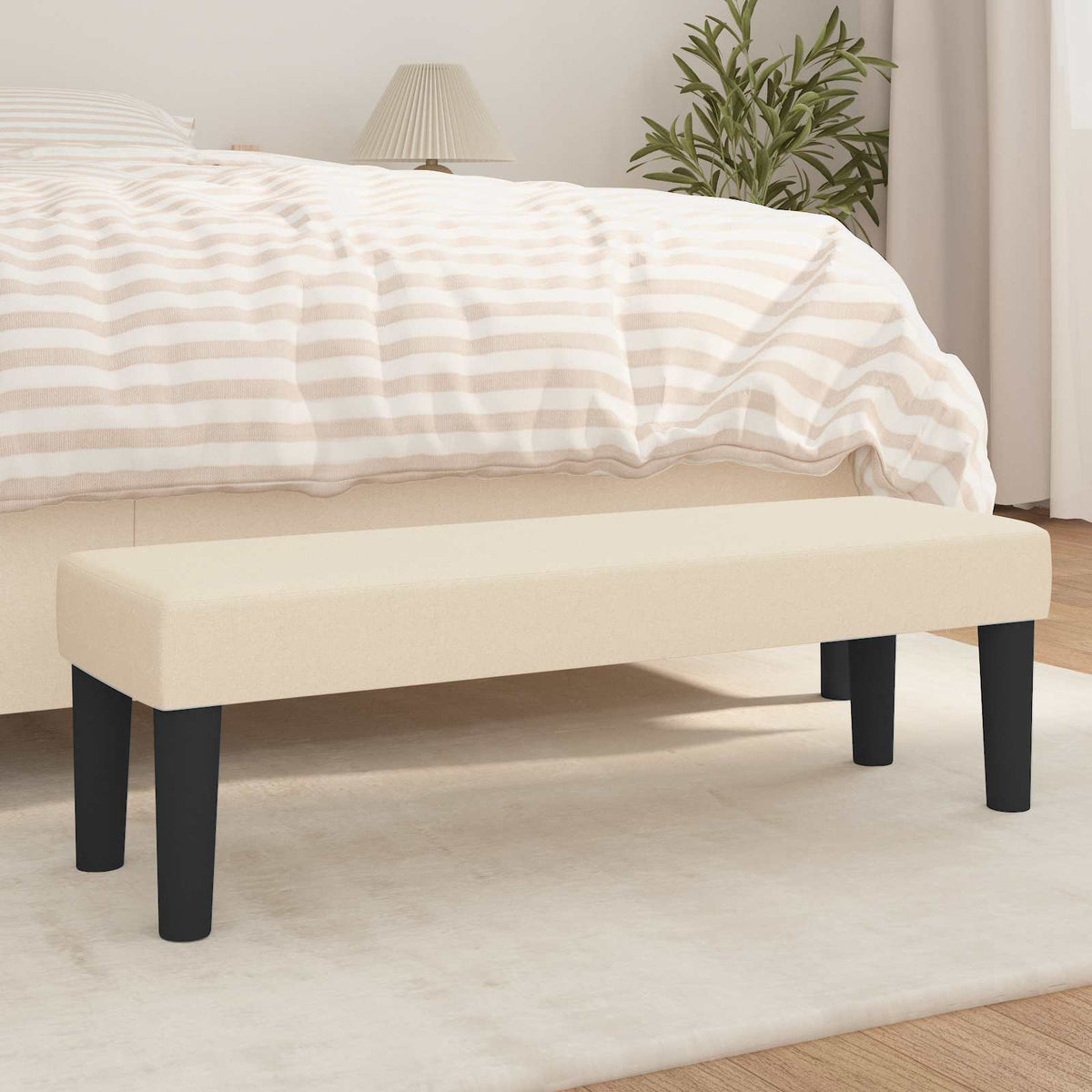 Sitzbank Creme 100x30x30 cm Stoff