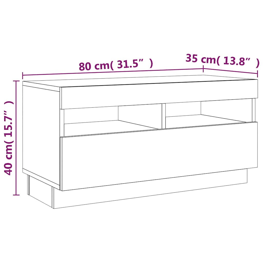 2-tlg. TV-Schrank-Set LED-Leuchten Räuchereiche Holzwerkstoff