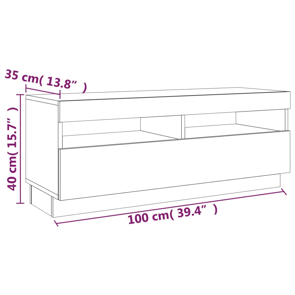 3-tlg. TV-Schrank-Set LED-Leuchten Räuchereiche Holzwerkstoff