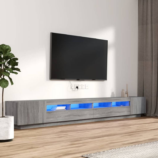 Ensemble de meubles TV 3 pièces avec éclairage LED, bois gris Sonoma