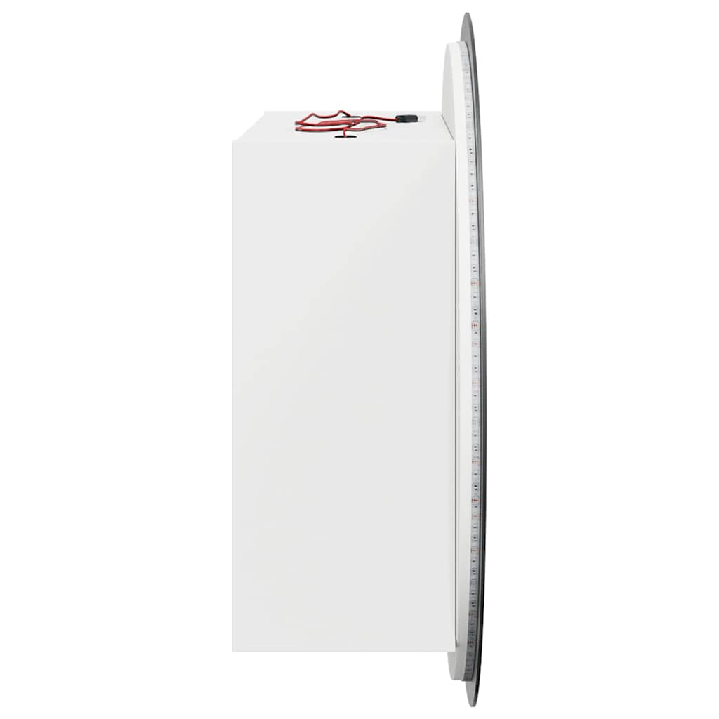Badezimmerschrank mit Rundem Spiegel & LED Weiß 40x40x17,5 cm