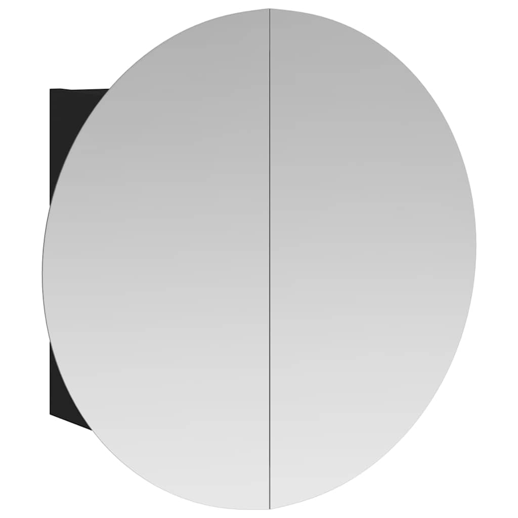 Badezimmerschrank mit Rundem Spiegel & LED Schwarz 40x40x17,5cm