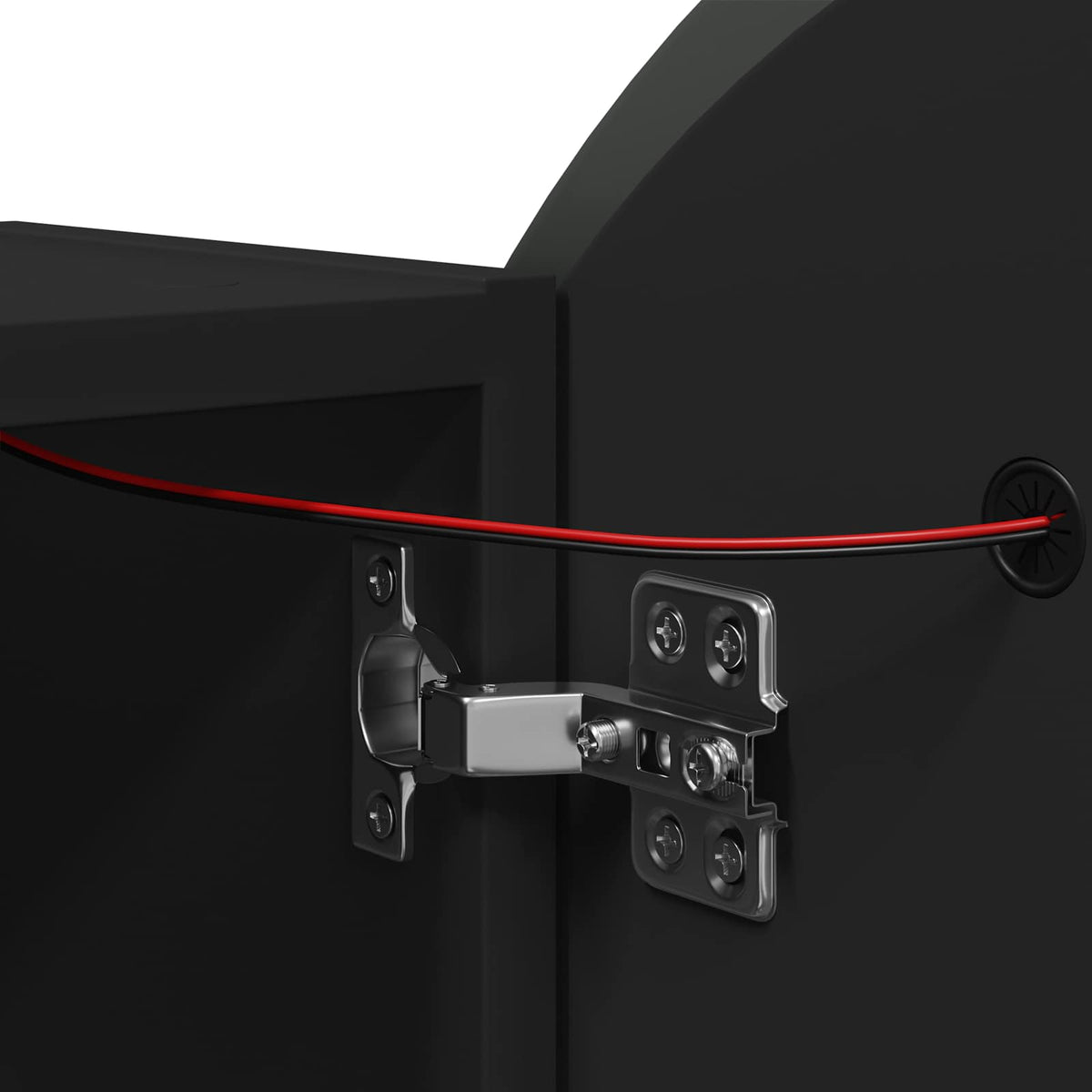 Badezimmerschrank mit Rundem Spiegel & LED Schwarz 40x40x17,5cm