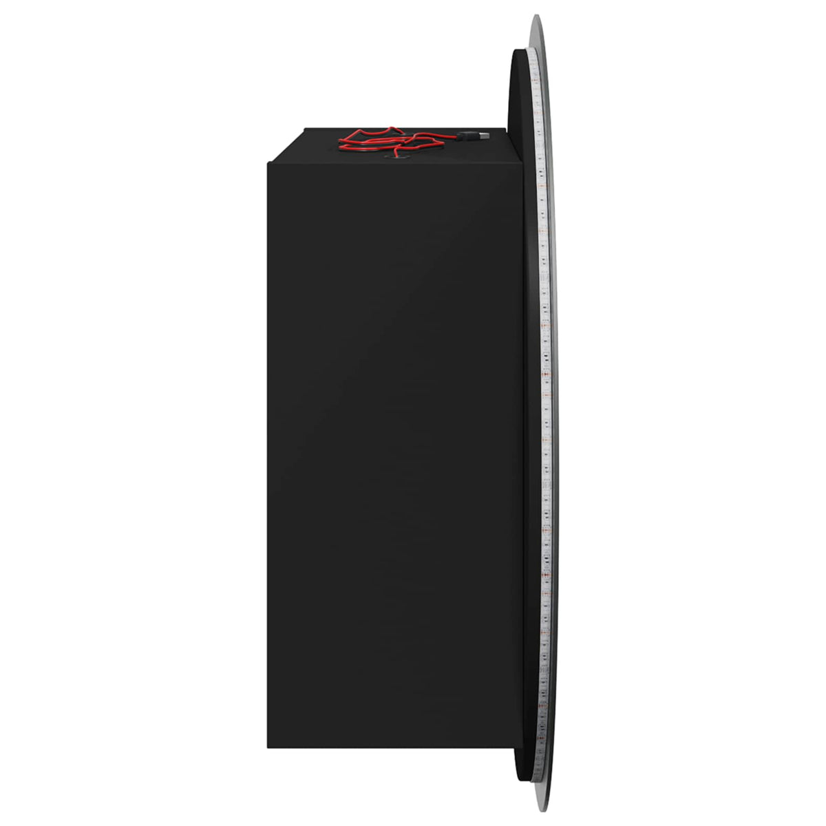 Badezimmerschrank mit Rundem Spiegel & LED Schwarz 40x40x17,5cm