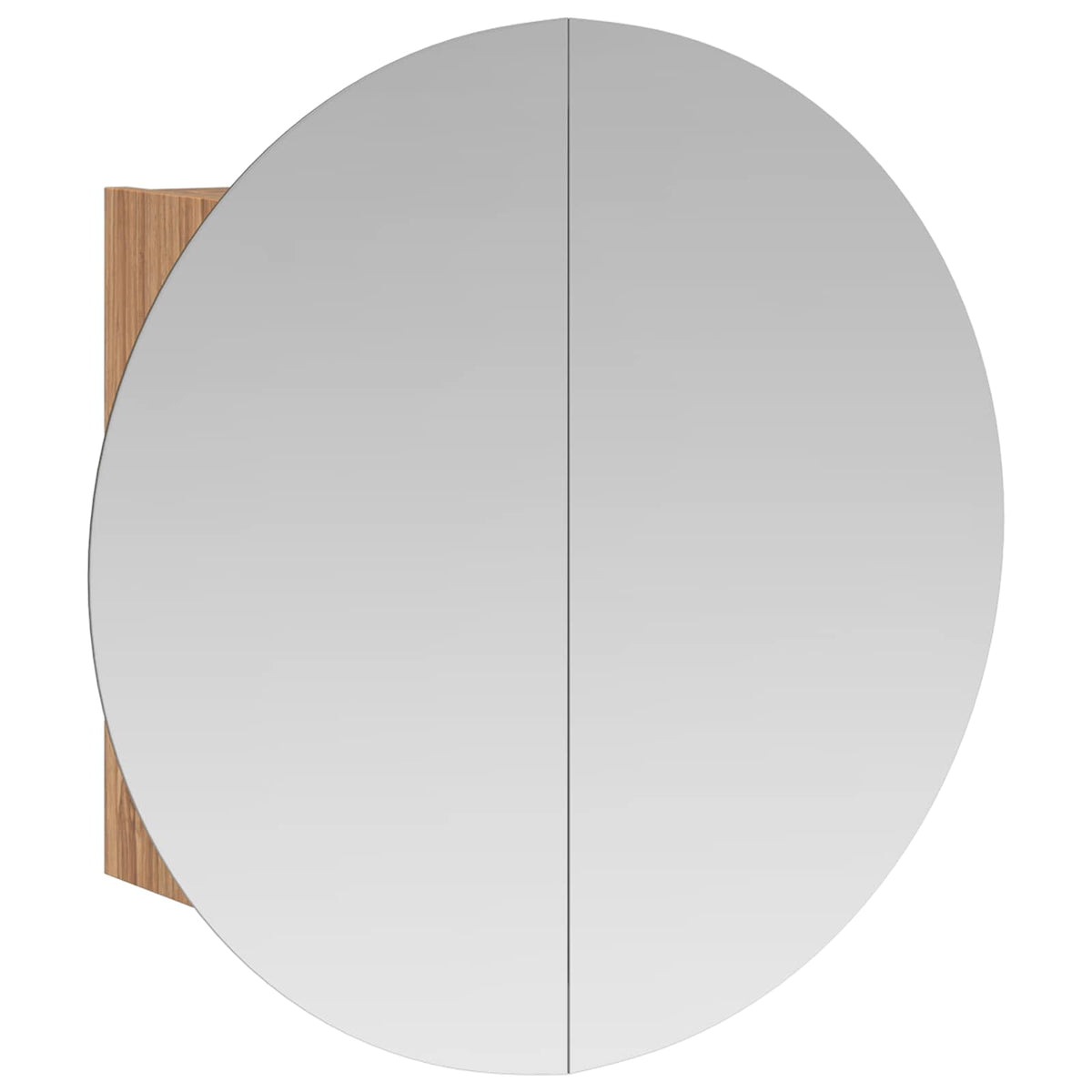 Badezimmerschrank mit Rundem Spiegel & LED Eichen-Optik