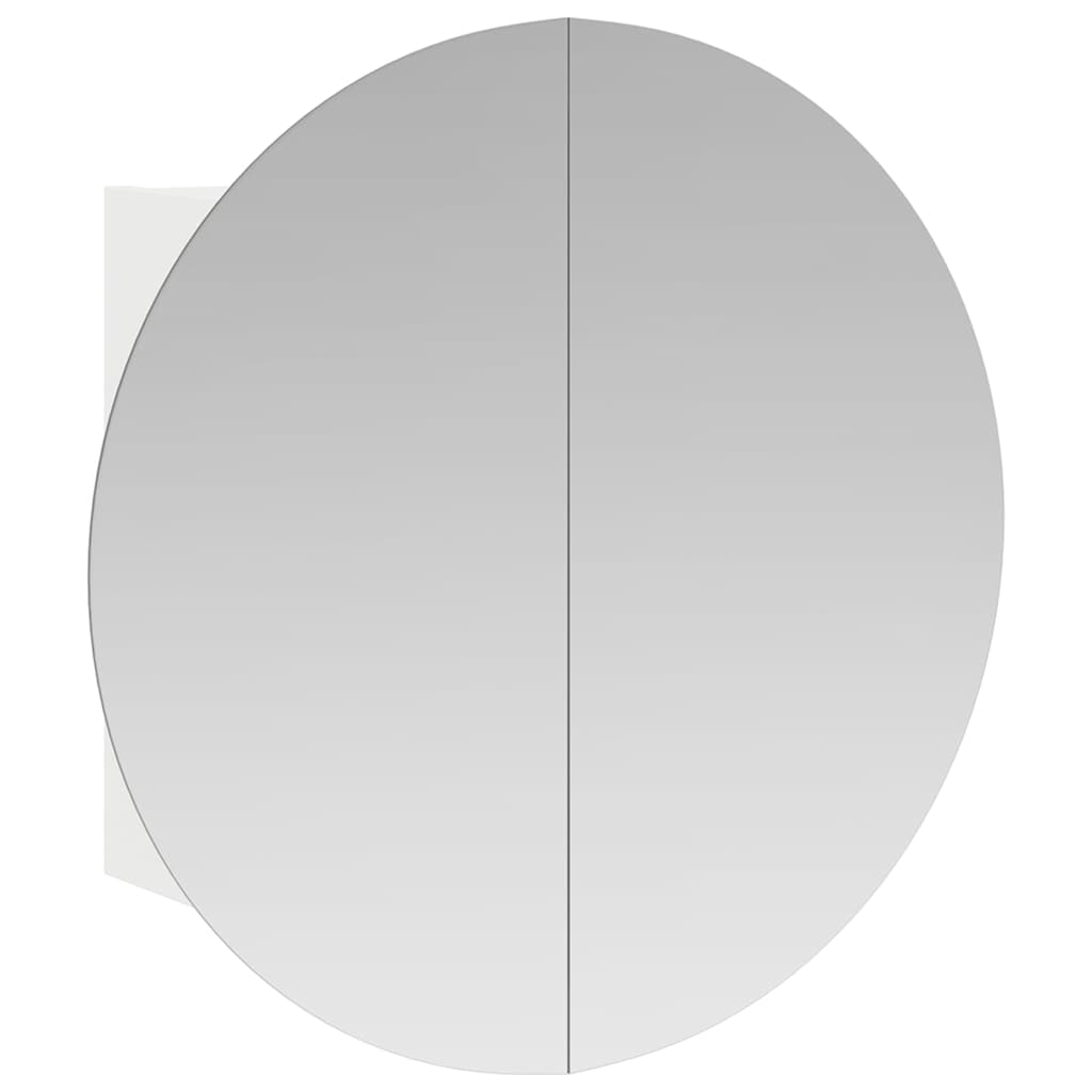 Badezimmerschrank mit Rundem Spiegel & LED Weiß 47x47x17,5 cm
