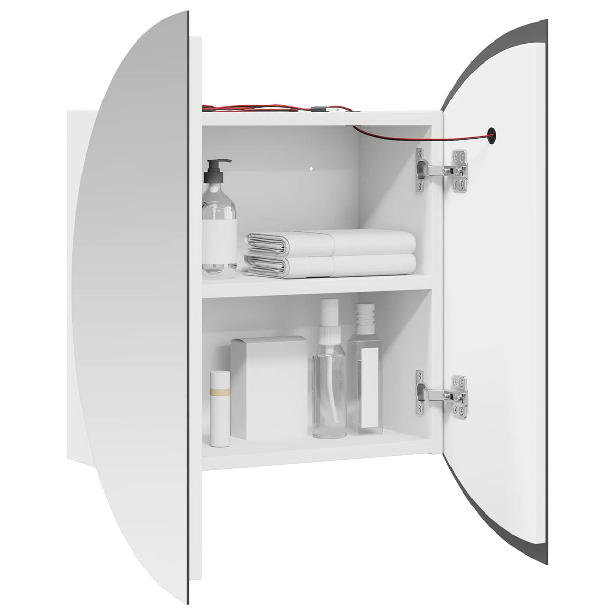 Badezimmerschrank mit Rundem Spiegel & LED Weiß 47x47x17,5 cm