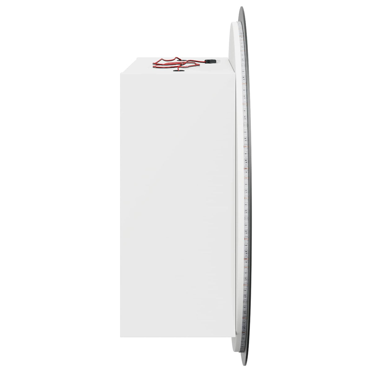 Badezimmerschrank mit Rundem Spiegel & LED Weiß 47x47x17,5 cm