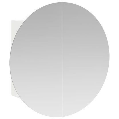Badezimmerschrank mit Rundem Spiegel & LED Weiß 54x54x17,5 cm