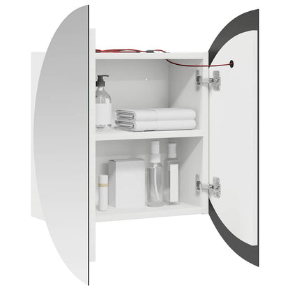 Badezimmerschrank mit Rundem Spiegel & LED Weiß 54x54x17,5 cm