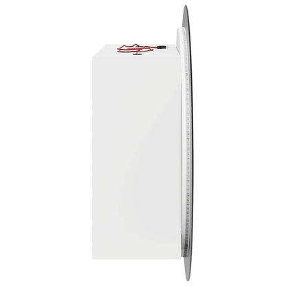 Badezimmerschrank mit Rundem Spiegel & LED Weiß 54x54x17,5 cm