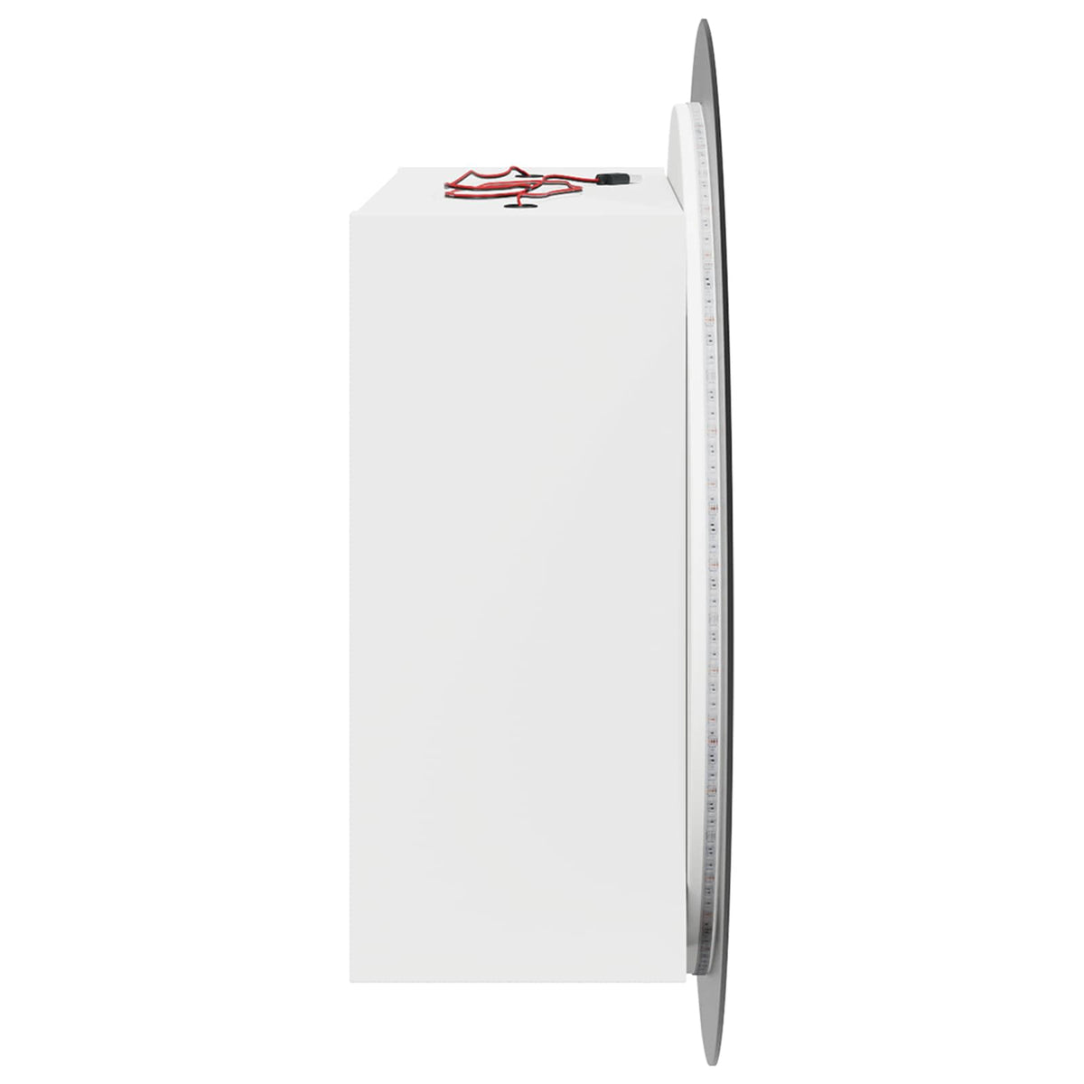 Badezimmerschrank mit Rundem Spiegel & LED Weiß 54x54x17,5 cm