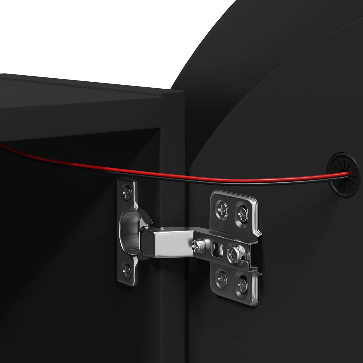 Badezimmerschrank mit Rundem Spiegel & LED Schwarz 54x54x17,5cm