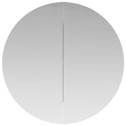 Badezimmerschrank mit Rundem Spiegel & LED Schwarz 54x54x17,5cm