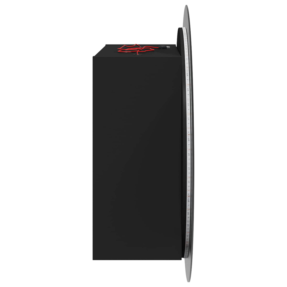Badezimmerschrank mit Rundem Spiegel & LED Schwarz 54x54x17,5cm