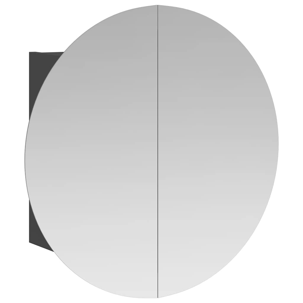 Badezimmerschrank mit Rundem Spiegel & LED Grau 54x54x17,5 cm