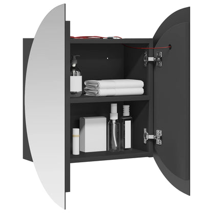 Badezimmerschrank mit Rundem Spiegel & LED Grau 54x54x17,5 cm