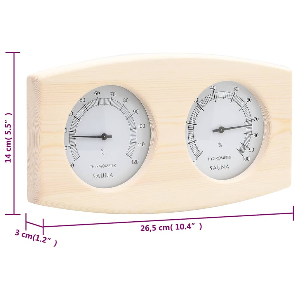 2-in-1 Sauna-Hygrothermograph und Sanduhr Set Massivholz Kiefer