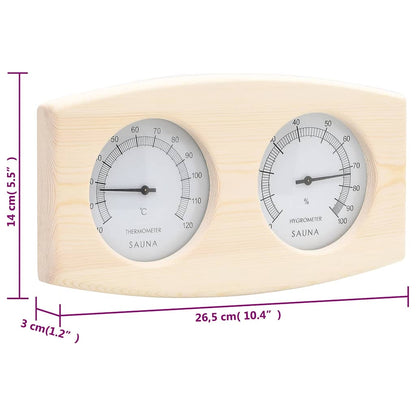 2-in-1 Sauna-Hygrothermograph und Sanduhr Set Massivholz Kiefer