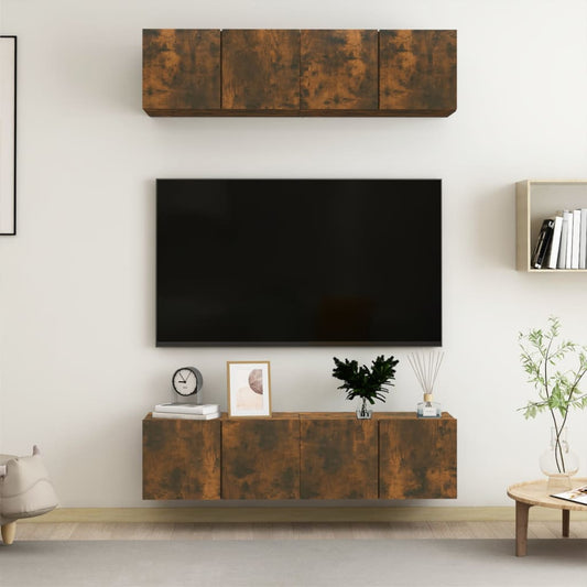 TV-Wandschränke 4 Stk. Räuchereiche 60x30x30 cm Holzwerkstoff