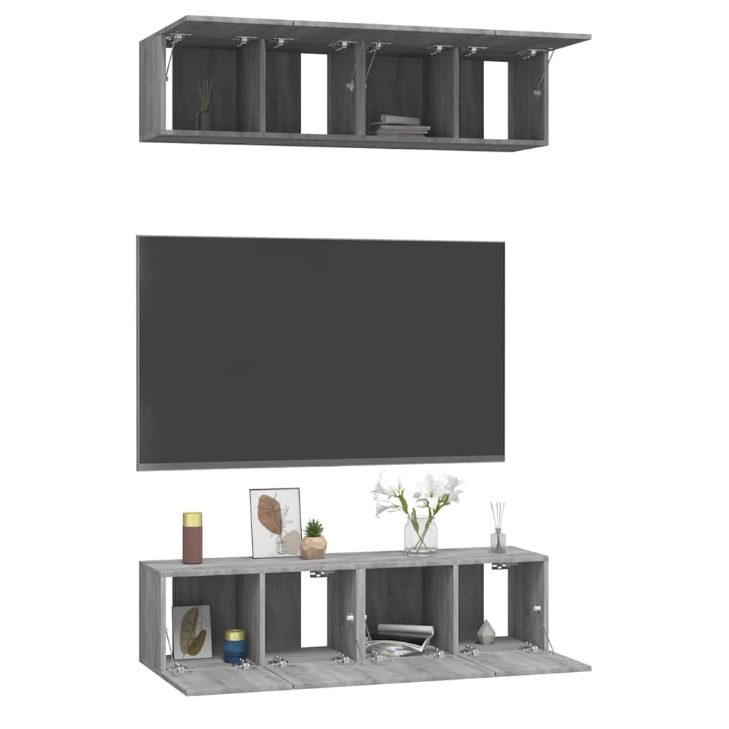 TV-Wandschränke 4 Stk. Grau Sonoma 60x30x30 cm Holzwerkstoff