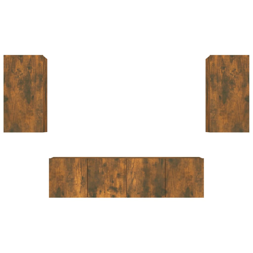 Ensemble de meubles TV 4 pièces en bois de chêne fumé