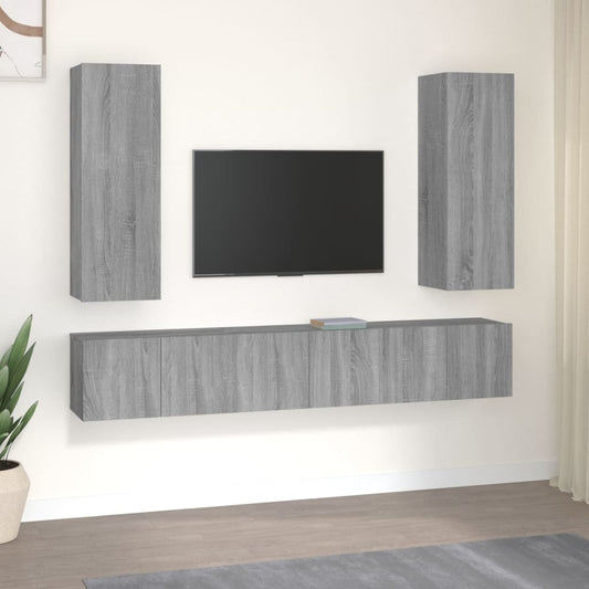 5-tlg. TV-Schrank-Set Grau Sonoma Holzwerkstoff