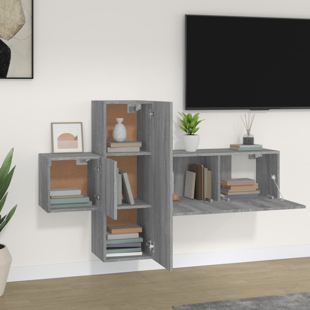 Ensemble de meubles TV 3 pièces, en bois de Sonoma gris