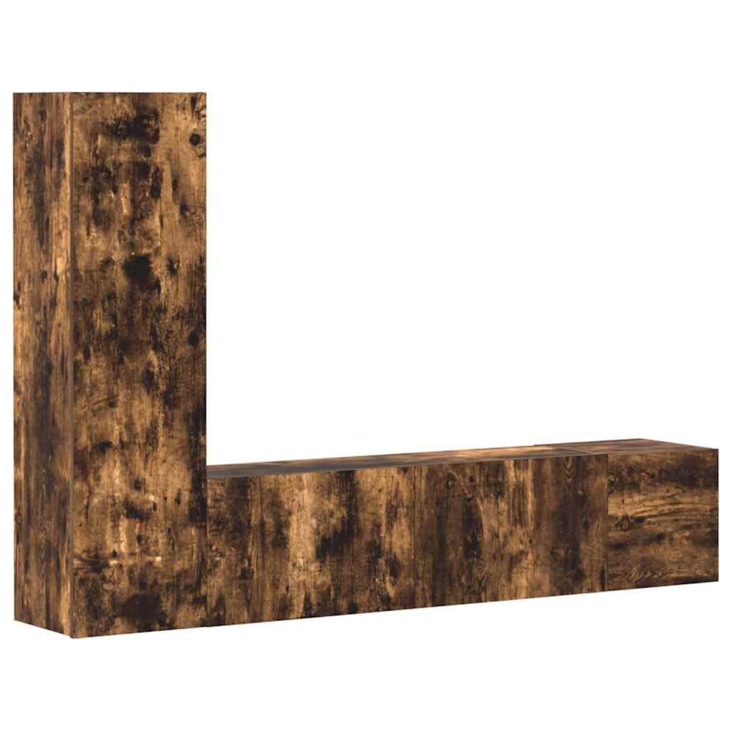 3-tlg. TV-Schrank-Set Räuchereiche Holzwerkstoff