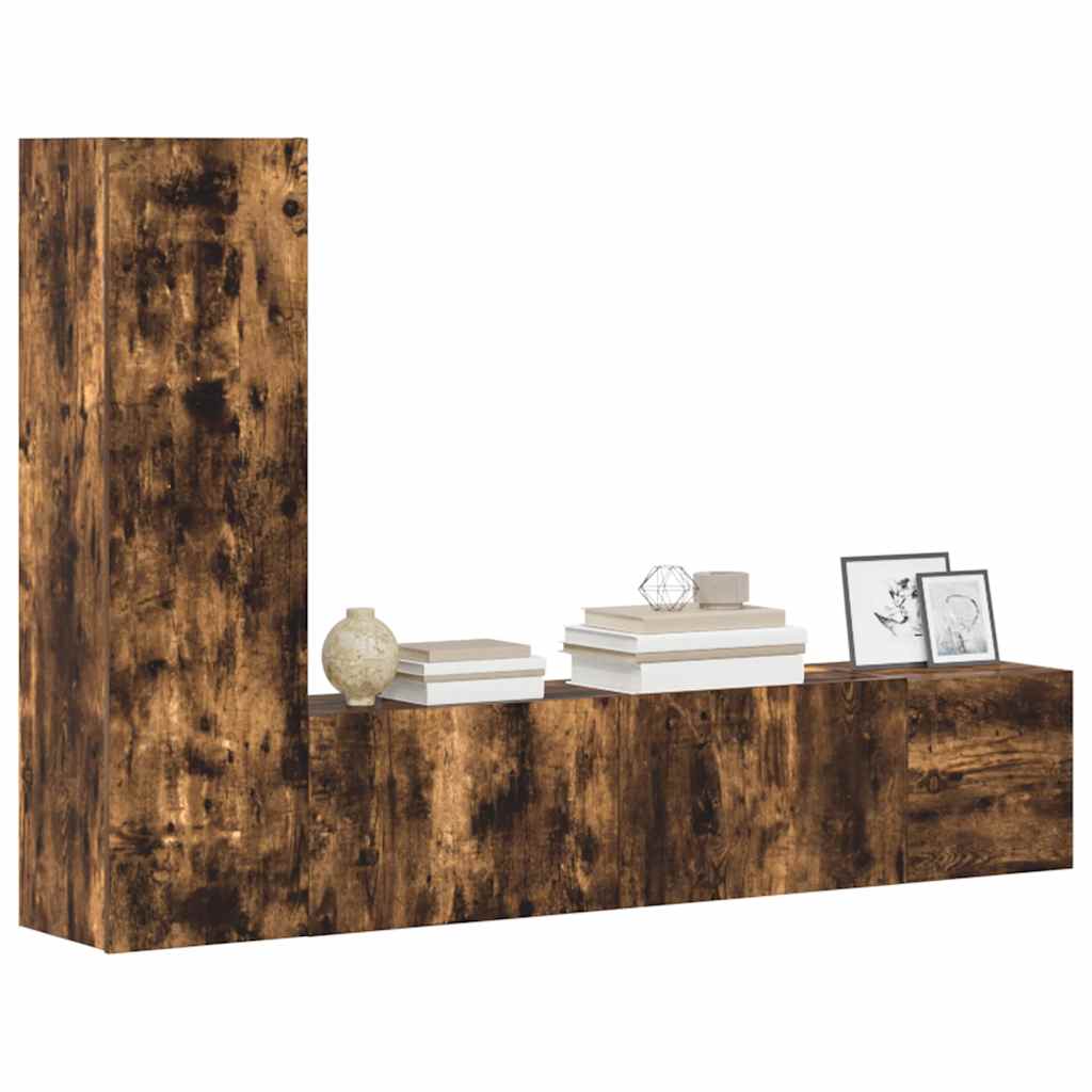 3-tlg. TV-Schrank-Set Räuchereiche Holzwerkstoff
