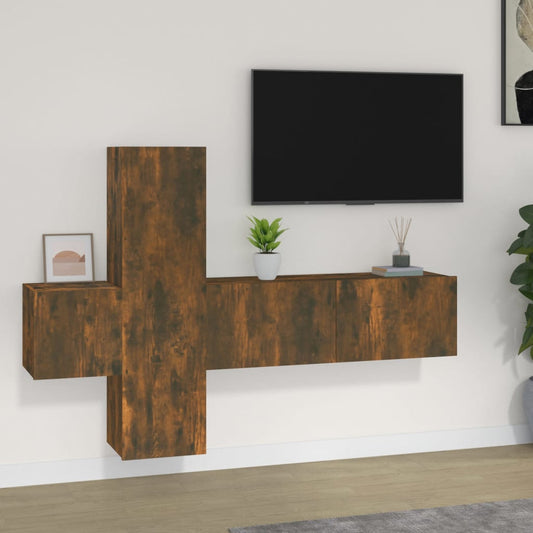 Ensemble de meubles TV 3 pièces en bois de chêne fumé