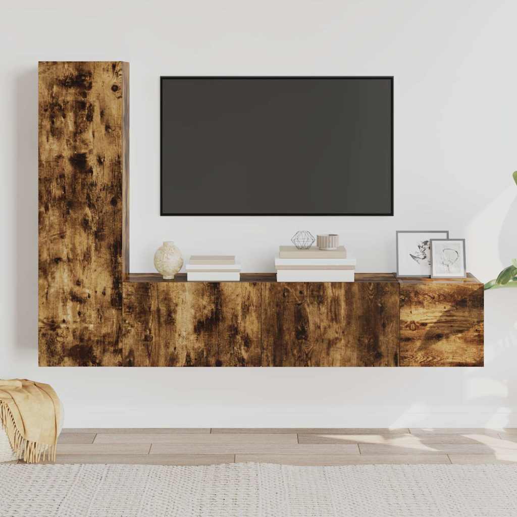 3-tlg. TV-Schrank-Set Räuchereiche Holzwerkstoff