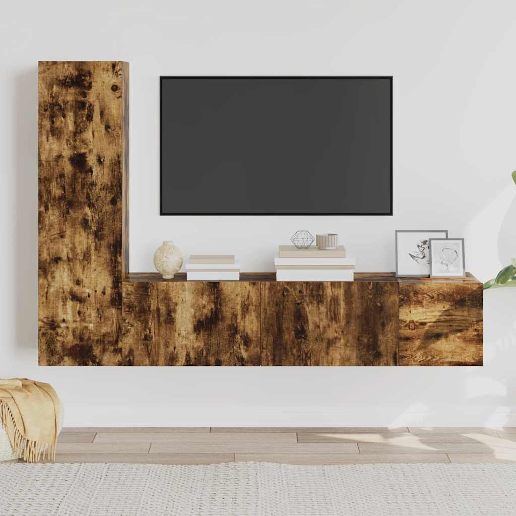 3-tlg. TV-Schrank-Set Räuchereiche Holzwerkstoff
