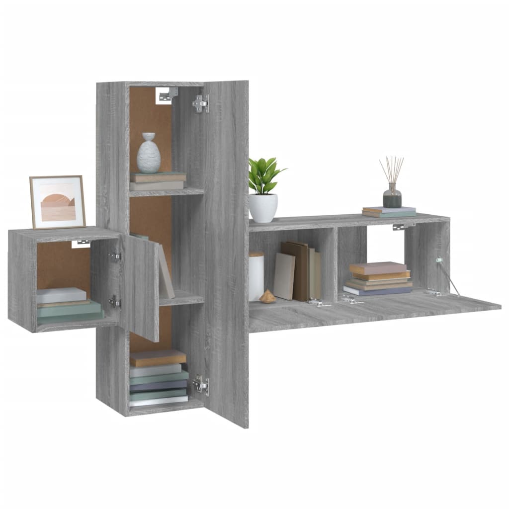 Ensemble de meubles TV 3 pièces, en bois de Sonoma gris