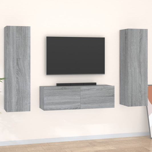 Ensemble de meubles TV 3 pièces, en bois de Sonoma gris