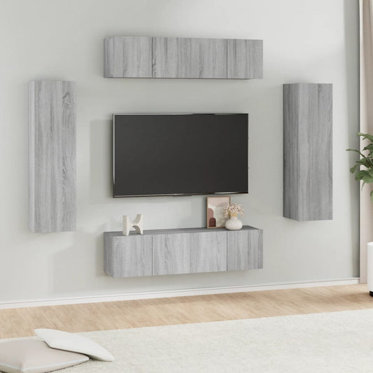 Ensemble de meubles TV 6 pièces, en bois de Sonoma gris
