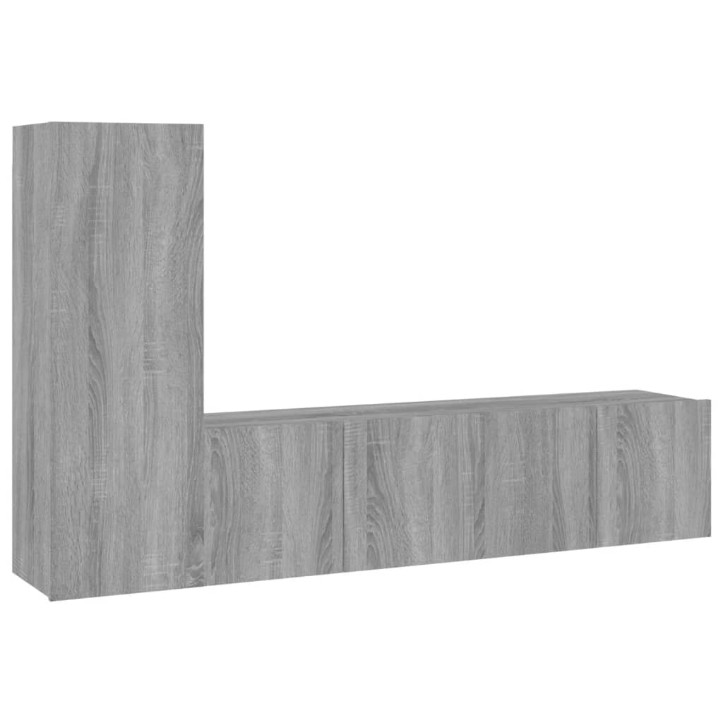 3-tlg. TV-Schrank-Set Grau Sonoma Holzwerkstoff