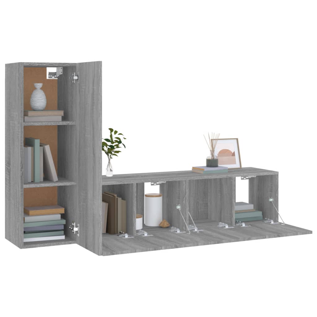 Ensemble de meubles TV 3 pièces, en bois de Sonoma gris