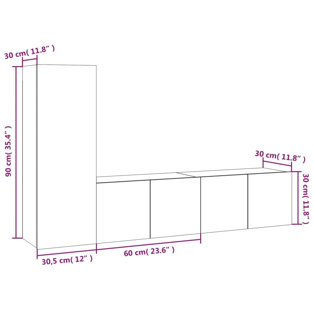 3-tlg. TV-Schrank-Set Grau Sonoma Holzwerkstoff