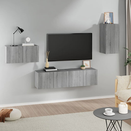 Ensemble de meubles TV 4 pièces, en bois de Sonoma gris