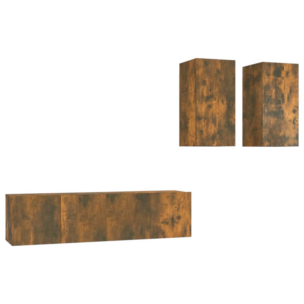 Ensemble de meubles TV 4 pièces en bois de chêne fumé