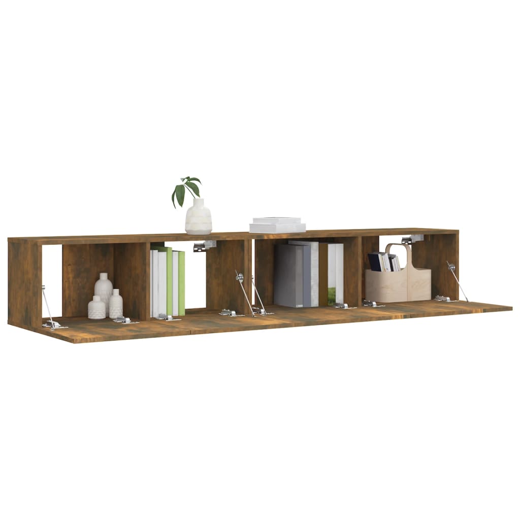 Ensemble de meubles TV 2 pièces en bois de chêne fumé