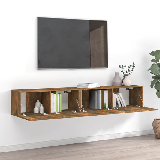 Ensemble de meubles TV 2 pièces en bois de chêne fumé