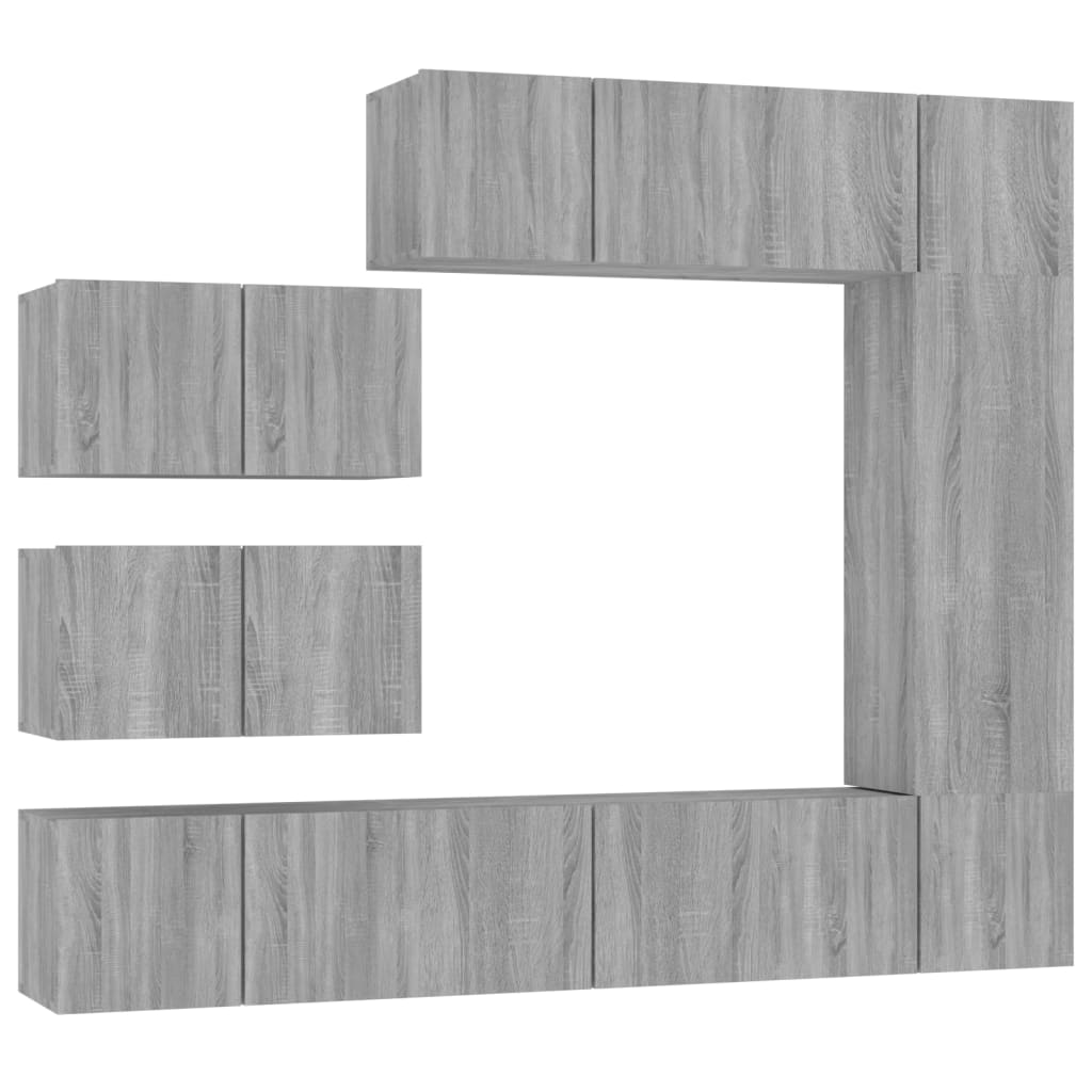 8-tlg. TV-Schrank-Set Grau Sonoma Holzwerkstoff