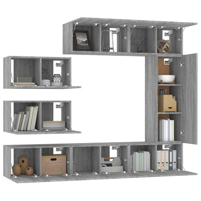 8-tlg. TV-Schrank-Set Grau Sonoma Holzwerkstoff
