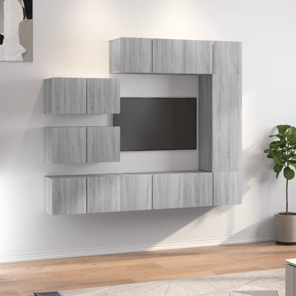 8-tlg. TV-Schrank-Set Grau Sonoma Holzwerkstoff