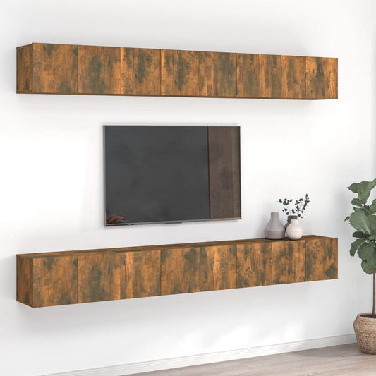 Ensemble de meubles TV 8 pièces en chêne fumé 60x30x30 cm, matériau à base de bois