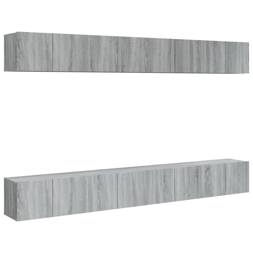 Ensemble de meubles TV 8 pièces, gris Sonoma, 60 x 30 x 30 cm, matériau à base de bois